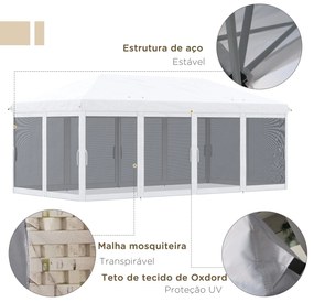 Tenda Dobrável 585x295x270 cm Tenda de Jardim com 6 Mosquiteiros Bolsa