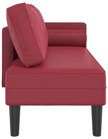 Chaise longue com almofadões couro artificial vermelho tinto