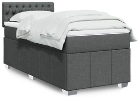 vidaXL Cama com molas/colchão 90x200 cm tecido cinzento-escuro