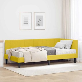 vidaXL Estrutura de Cama de Canto com Colchão 2 pcs Amarelo Veludo