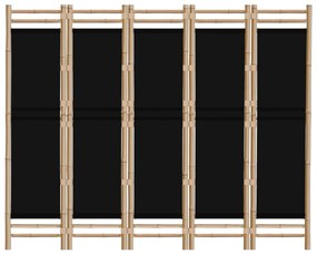 Divisória/biombo com 5 painéis dobráveis 200 cm bambu e lona