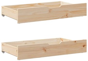 Gavetas para cama com rodas 2 pcs 95x55x16 cm pinho maciço