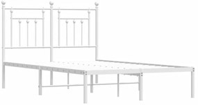 Estrutura de cama com cabeceira 120x190 cm metal branco