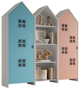 Conjunto 2 armarios Guarda Roupa infantil + estante infantil coleção CASAMI Azul e Rosa
