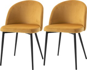 Conjunto de 2 cadeiras de jantar e de cozinha (MESA NÃO INCLUIDA) de estilo escandinavo,  estofadas em veludo com pés cónicos em metal, para sala de e