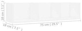 Prateleira de parede para CD 75x18x18 cm contraplacado branco