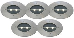 LED Conjunto de 5 focos de chão modernos em aço IP44 solar - Tiny Design,Moderno