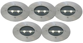 LED Conjunto de 5 modernos focos de chão em aço IP44 solar - Tiny Design,Moderno