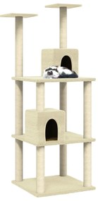 Árvore para gatos c/ postes arranhadores sisal 141 cm cor creme