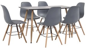 vidaXL 7 pcs conjunto de jantar plástico cinzento