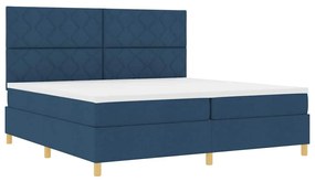 Cama Box Spring com Colchão &amp; LED Azul 200x200 cm Tecido