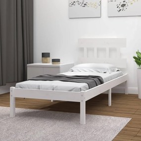 vidaXL Estrutura de cama 100x200 cm madeira maciça branco