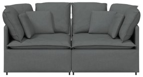 Sofá modular com almofadas tecido cinzento-escuro