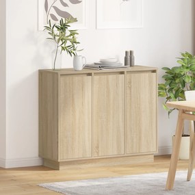 Sideboard vidaXL com LED Carvalho Sonoma 90x32x75 cm em madeira engenh