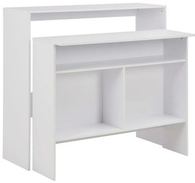 vidaXL Mesa de bar com 2 tampos branco 130x40x120 cm