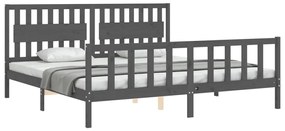 Estrutura de cama com cabeceira 200x200 cm madeira maciça cinza