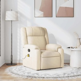 vidaXL Poltrona de massagens reclinável tecido cor creme