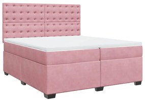 Cama com molas/colchão 200x200 cm veludo rosa