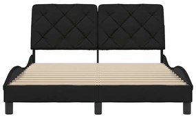 Estrutura de cama sem colchão 140x200 cm tecido preto