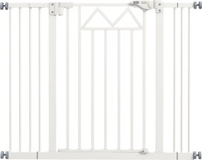 PawHut Barreira de Segurança Extensível para Animais de Estimação com Fecho Automático e Sistema de Duplo Bloqueio 74-100x76 cm Branco | Aosom Portugal