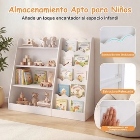 Estante Infantil para Livros, 90 x 40 x 80,5 cm, Prateleiras Abertas, Branco