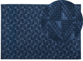 Tapete de lã azul marinho 140 x 200 cm SAVRAN Beliani