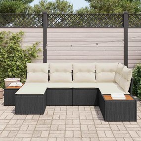 Conjunto de Sofá de Jardim - 6 Peças com Almofadas em Poli Rattan Pret