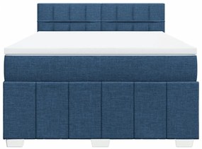 Cama com molas/colchão 160x200 cm tecido azul