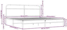 Estrutura cama sem colchão 183x213 cm metal carvalho castanho