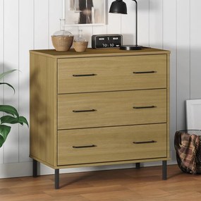 vidaXL Aparador 3 gavetas 77x40x79,5 cm madeira maciça OSLO castanho