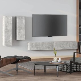 Conjunto móveis de TV 4 pcs madeira processada cinzento cimento
