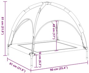 Cama para cães com toldo tecido oxford e aço antracite