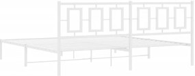 Estrutura de cama com cabeceira 200x200 cm metal branco