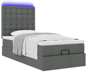 Estrutura cama otomana colchão 100x200cm tecido cinzento escuro