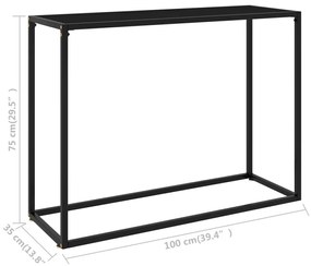 Mesa consola 100x35x75 cm vidro temperado preto