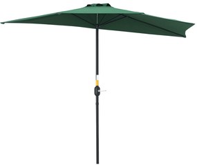 Outsunny Chapéu de Sol Semicircular 269x138x236cm Chapéu de Sol à Manivela para Jardim Terraço Pátio Piscina Verde