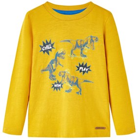 T-shirt de manga comprida para criança cor ocre 128