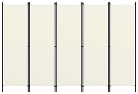 320723 vidaXL Divisória de quarto com 5 painéis 250x180 cm branco nata