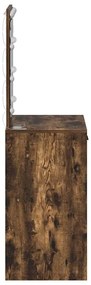 Mesa de Maquilhagem com Luzes LED Carvalho Fumado 50x41x135 cm