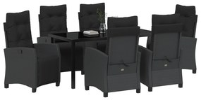 Conjunto de Jantar de Jardim em Rattan Poliéster Preto