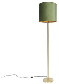 Candeeiro de pé botânico em latão com cúpula verde 40 cm - Simplo Moderno