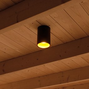 Conjunto de 6 focos modernos preto com dourado GU10 50mm - Deep