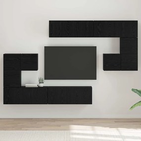 vidaXL Conjunto de móvel de TV com armazenamento com porta 8 pcs Carvalho Preto