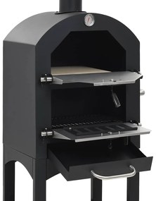Forno de pizzas a carvão para jardim c/ pedra refratária