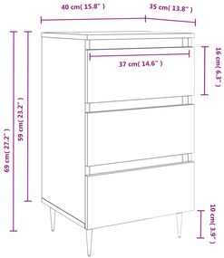 Mesas de cabeceira 2 pcs derivados madeira cinza cimento