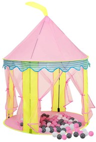 Tenda de brincar infantil com 250 bolas 100x100x127 cm rosa