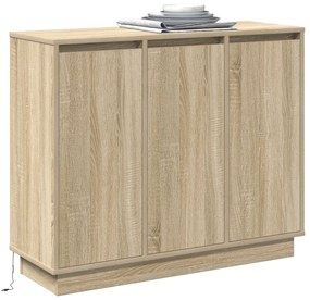 Sideboard vidaXL com LED Carvalho Sonoma 90x32x75 cm em madeira engenh