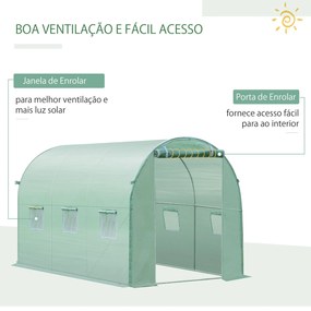 Cobertura de Estufa com 6 Janelas e Porta para Jardim Anti-UV e Anti-envelhecimento PE 300x200x200 cm Verde