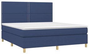 Cama box spring c/ colchão e LED 160x200 cm tecido azul