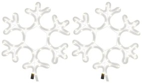 Figuras de flocos de neves com LEDs 2pcs 27x27 cm branco quente